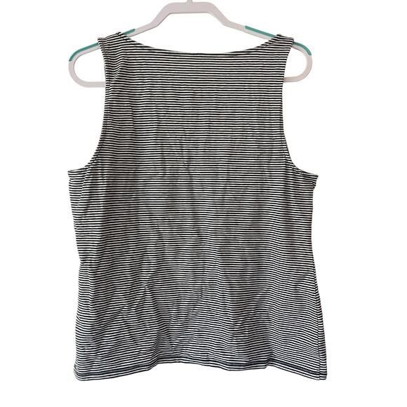 J. Jill Women's Size XL Striped Perfect V-neck Tank Top White Blue Stretchy - Picture 4 of 4